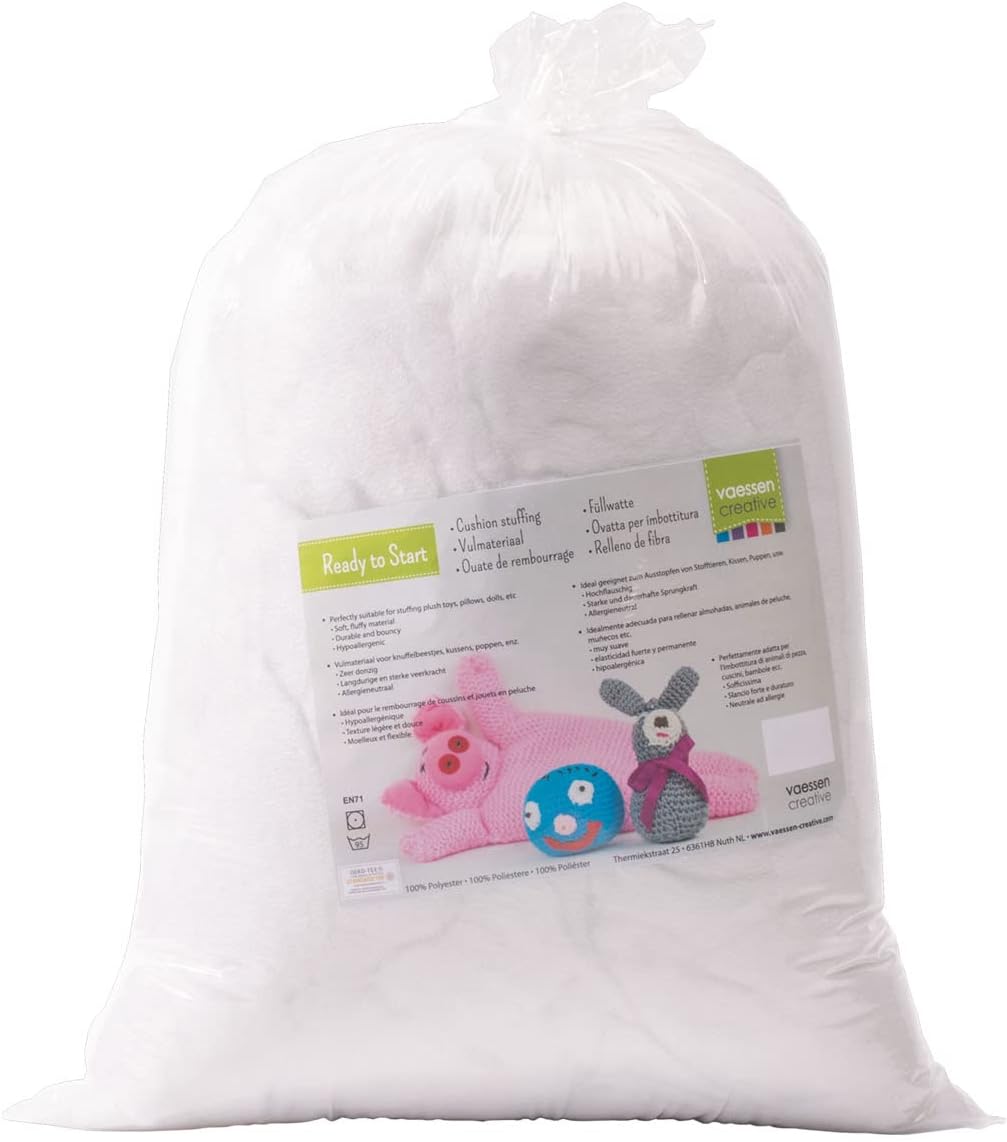 Vaessen Creative Flauschige Weiche Polyester Füllung für Plüschtiere, Kissen und Bastel-Projekte, Weiß, 500gr Verpackung kann variieren