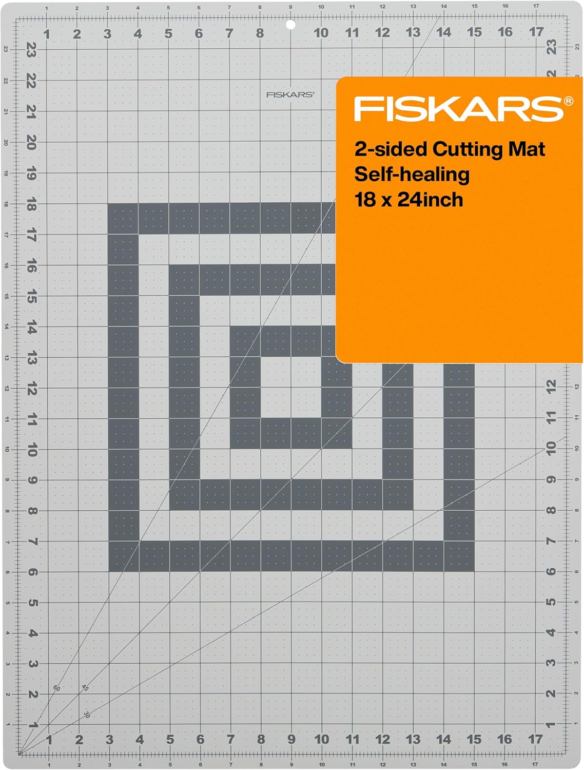 Fiskars Selbstheilende Schneidematte für Quilten, Kunst und Handwerk, 45,7 x 61 cm Raster, Näh-Schneidematte, graue Stoff-Schneidematte, Bastelmatte, Nähzubehör und Quilt-Werkzeuge